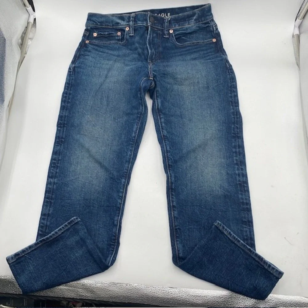 American Eagle Original Straight Jeans Mens 28x28 Blue Medium Wash Stretch Denim